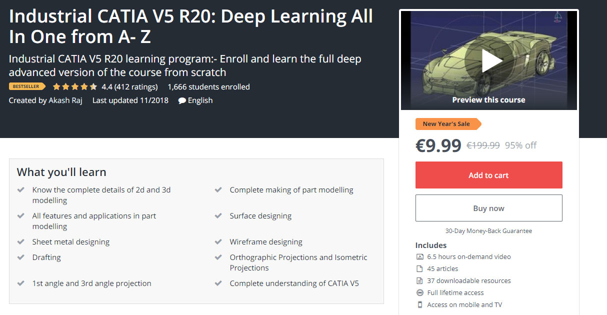 Industrial CATIA V5 R20: Deep Learning All In One from A- Z